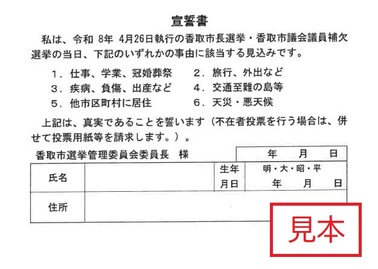 投票所入場券の裏面の画像