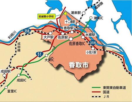 旧湖東小学校の位置図です