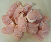 ひと口大に切った鶏肉の写真