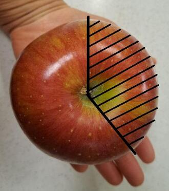 りんごの目安は、大きめ8分の5個です。