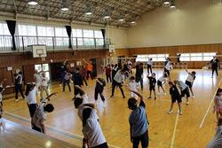 みんなでラジオ体操。