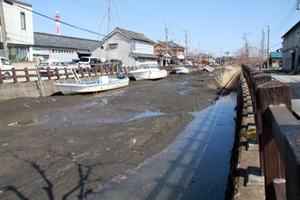 2011年3月12日 川底が隆起した小野川
