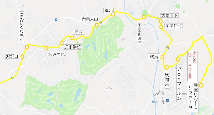 栗源～成田空港線の路線図