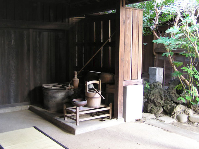 the courtyard of a shop in Sawara, used as a location